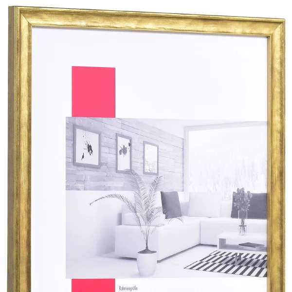 Holz-Bilderrahmen Profil 2070 60x80 cm | gold | True Color Super Clear entspiegelt