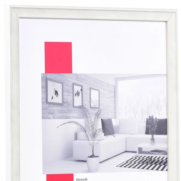 Holz-Bilderrahmen Profil 2070 60x80 cm | weiß | True Color Super Clear entspiegelt