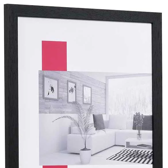 Holz-Bilderrahmen Profil 2210 50x75 cm | schwarz | Normalglas (2 mm)