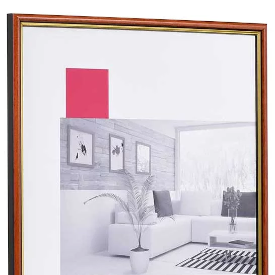 Holz-Bilderrahmen Profil 23 35x50 cm | rot-gold | Normalglas (2 mm)