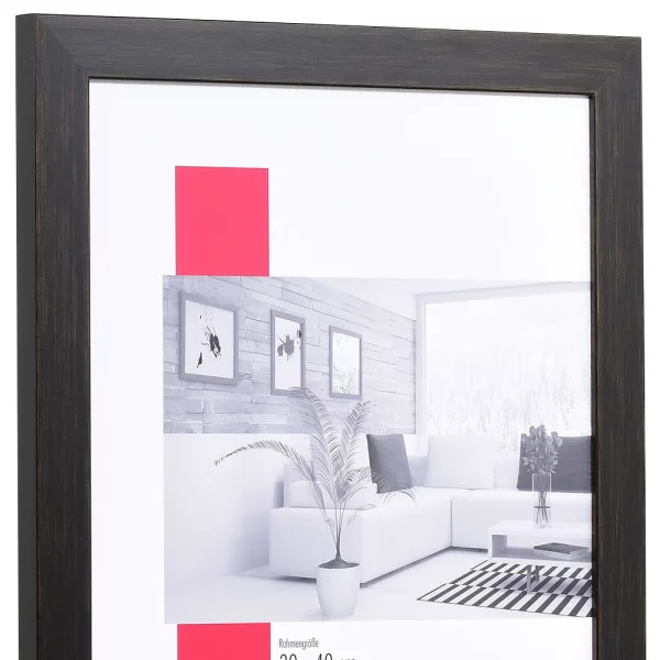 Holz-Bilderrahmen Profil 2310 50x70 cm | Schwarz | Antireflexglas mattiert (2 mm)