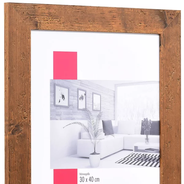 Holz-Bilderrahmen Profil 2400 15x20 cm | braun | Antireflexglas mattiert (2 mm)