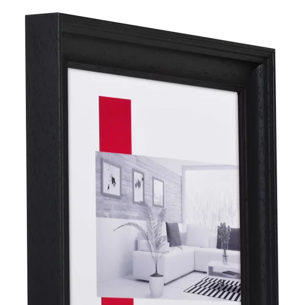 Holz-Bilderrahmen Profil 2420 84,1x118,9 cm (A0) | Schwarz | Kunstglas UV 99 entspiegelt (2 mm)