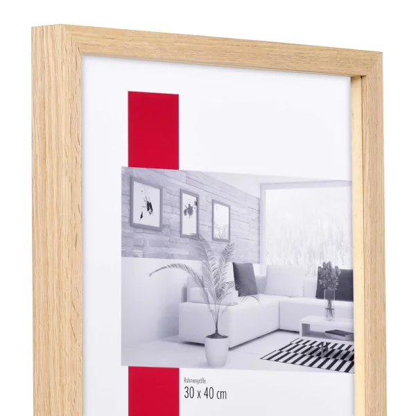 Holz-Bilderrahmen Profil 2433 mit Abstandsleiste 7x10 cm | Eiche | Normalglas (2 mm)