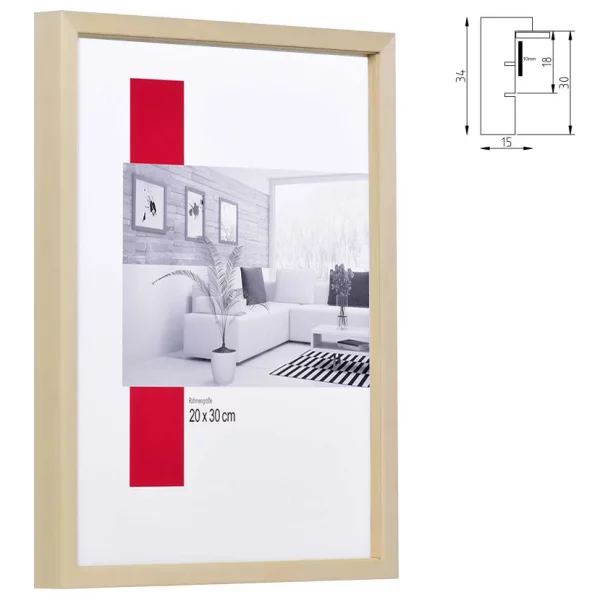 Bilderrahmen Profil 248 aus Lindenholz mit Abstandsleiste - Maßanfertigung natur | Normalglas (2 mm)