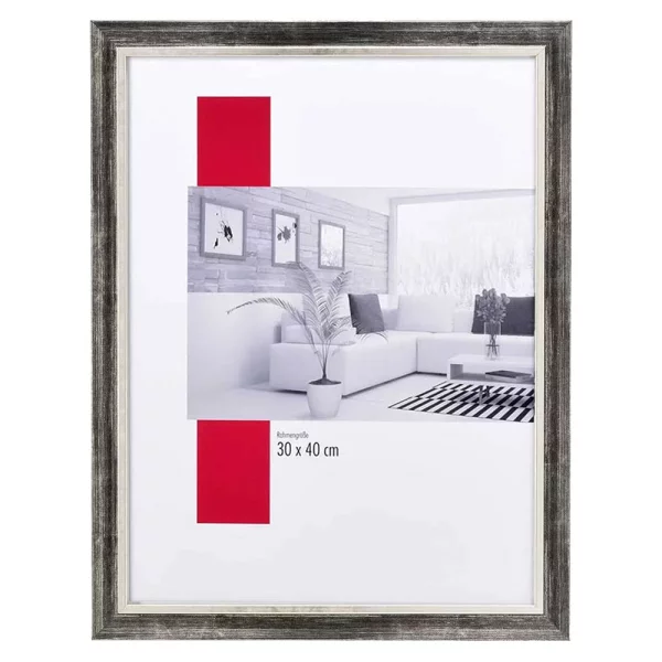 Holz-Bilderrahmen Profil 40 40x50 cm | platin | Normalglas (2 mm)