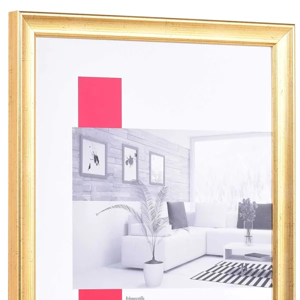 Holz-Bilderrahmen Profil 41 42x59,4 cm (A2) | antikgold | Normalglas (2 mm)