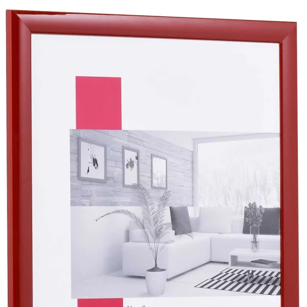 Holz-Bilderrahmen Profil 43 9x13 cm | rot hochglanz | Normalglas (2 mm)