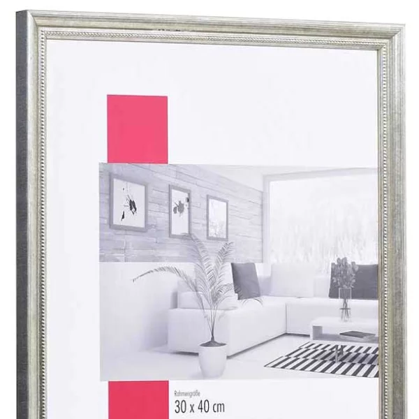 Holz-Bilderrahmen Profil 48 30x45 cm | silber | Normalglas (2 mm)