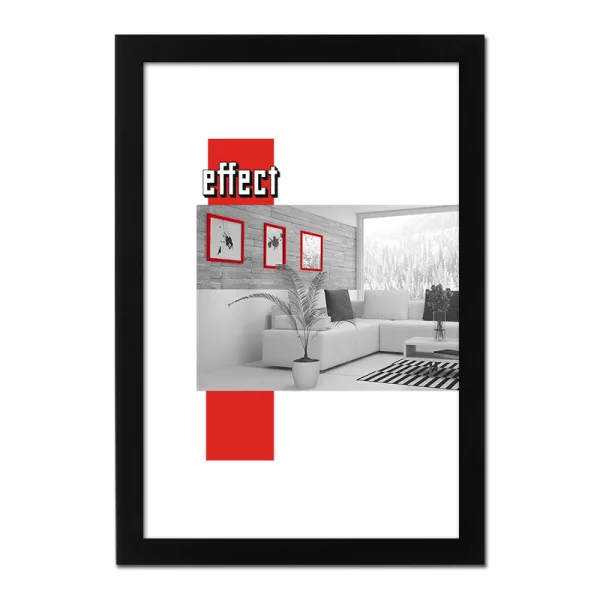 Holz-Bilderrahmen Profil 58 mit Abstandsleiste 60x60 cm | schwarz | Normalglas (2 mm)