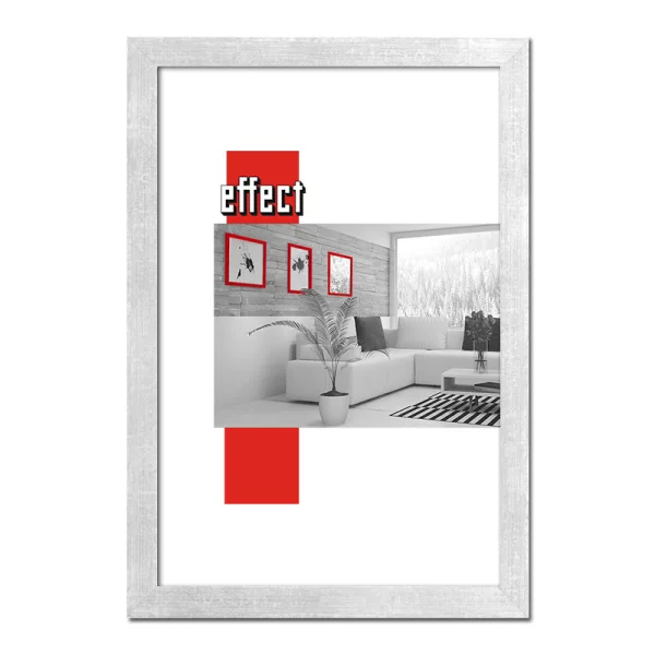 Holz-Bilderrahmen Profil 58 mit Abstandsleiste 60x60 cm | silber | Normalglas (2 mm)