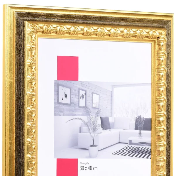 Barock-Bilderrahmen Profil 80 30x30 cm | gold | Normalglas (2 mm)