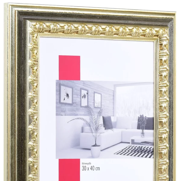 Barock-Bilderrahmen Profil 80 30x45 cm | silber | Normalglas (2 mm)