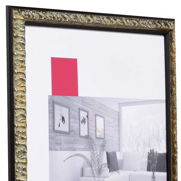 Barock-Bilderrahmen Profil 86 40x60 cm | schwarz-silber | Normalglas (2 mm)