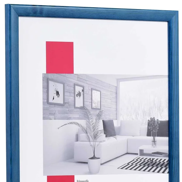 Holz-Bilderrahmen Profil 89 30x45 cm | blau | Normalglas (2 mm)