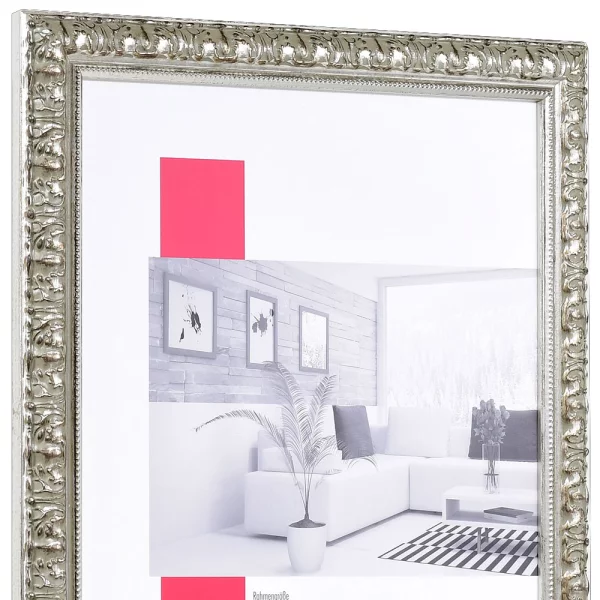 Barock-Bilderrahmen Profil 94 59,4x84,1 cm (A1) | silber | True Color Super Clear entspiegelt