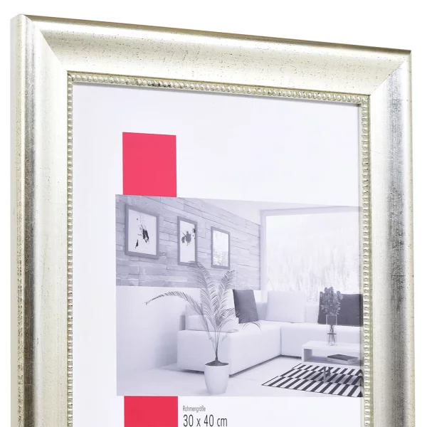 Barockrahmen Profil 95 breit 50x70 cm | silber | True Color Super Clear entspiegelt