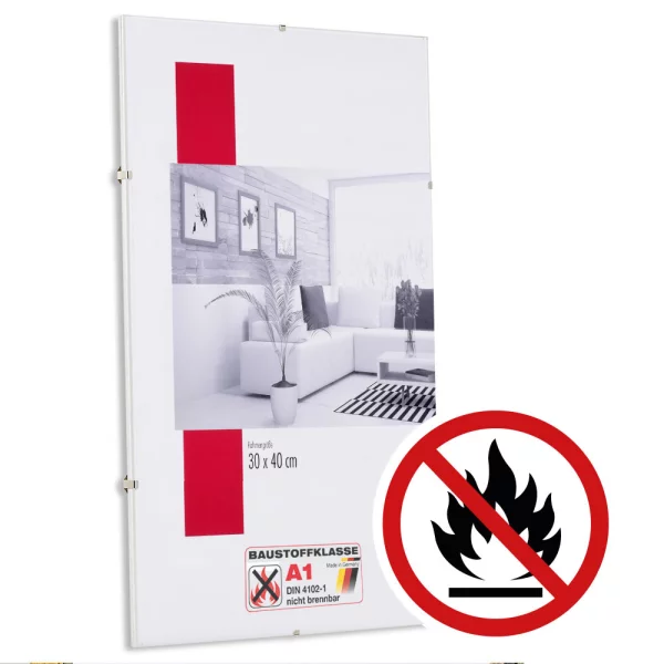 Klassifizierter Standard A1 Brandschutz Cliprahmen 13x18 cm | Normalglas (2 mm)