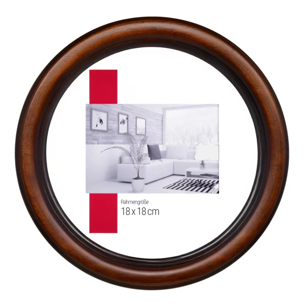 Rundrahmen Profil HB 15x15 cm | nussbaum | Normalglas (2 mm)