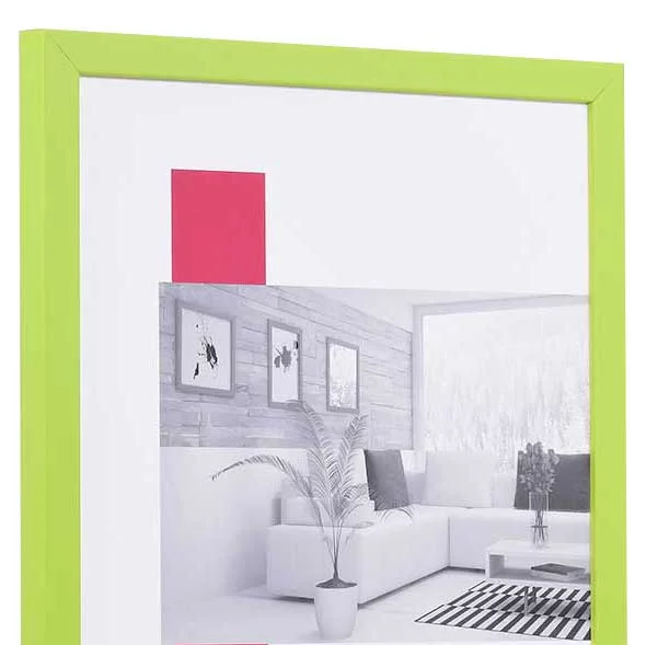 Holz-Bilderrahmen Profil Top Cube Maßanfertigung grün | Normalglas (2 mm)