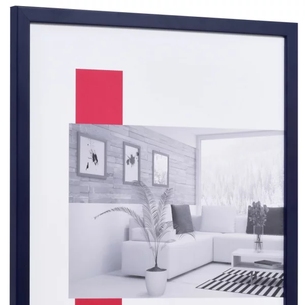 Holz-Bilderrahmen Profil Top Pro S 30x45 cm | blau | Antireflexglas mattiert (2 mm)