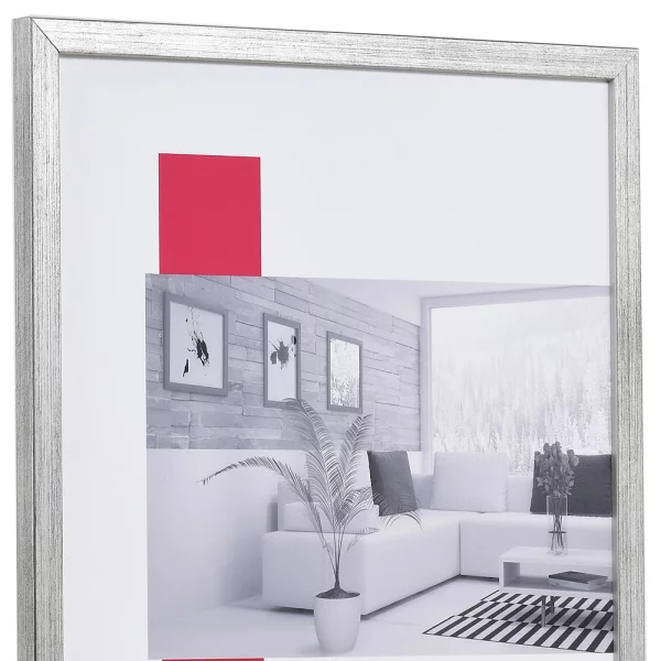 Holz-Bilderrahmen Profil Top Pro S 42x59,4 cm (A2) | silber | Normalglas (2 mm)