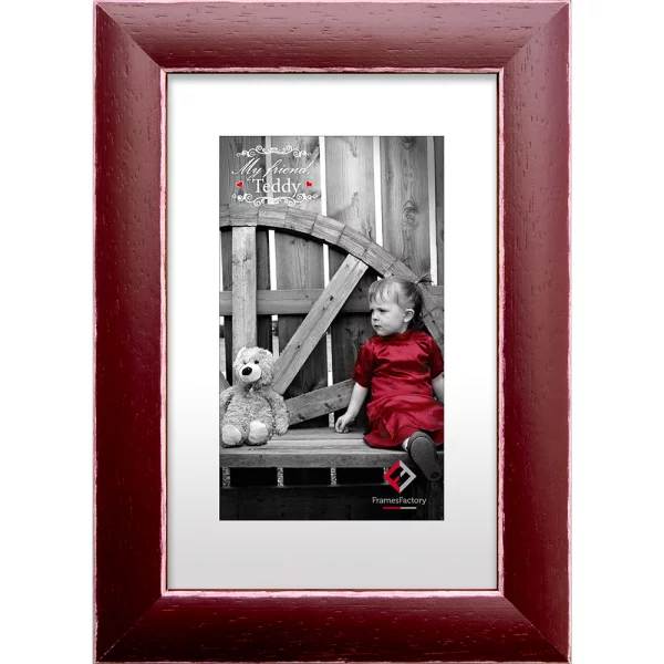 Cornice in legno Folk 10x15 cm | rosso | Vetro sintetico (1 mm)