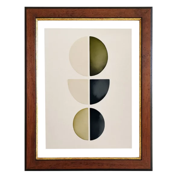 Holz-Bilderrahmen Valentina 50x70 cm | Braun mit goldenem Streifen | Kunstglas (1 mm)