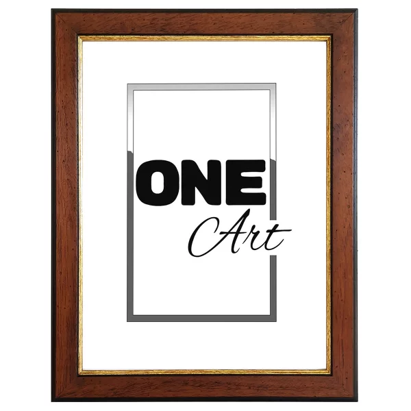 Holz-Bilderrahmen Valentina 10x15 cm | Braun-Gold | Kunstglas (1 mm)