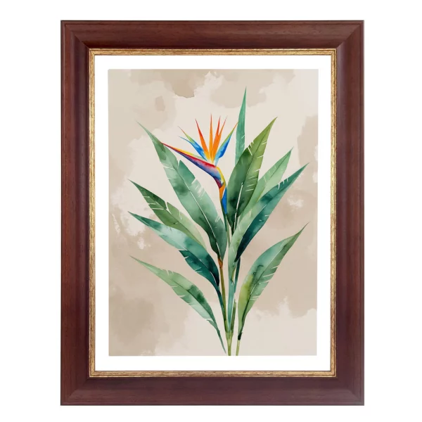 Holz-Bilderrahmen Kinga 50x70 cm | Braun mit goldenem Streifen | Kunstglas (1 mm)