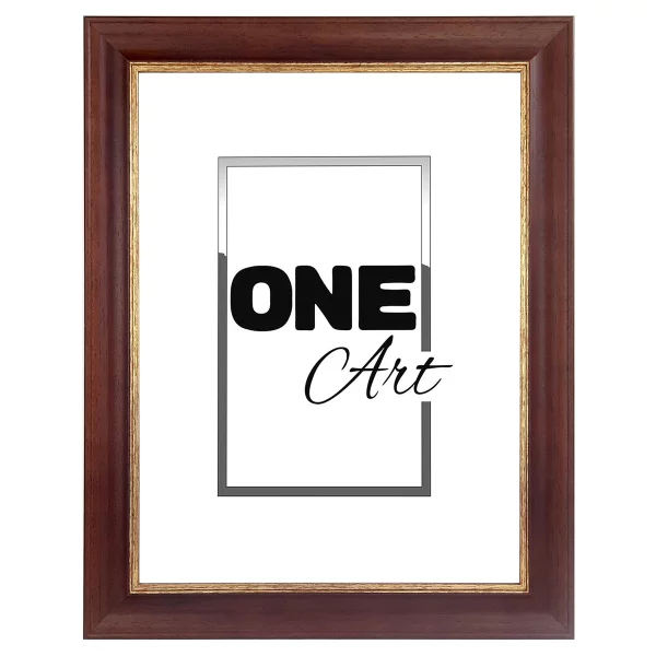 Holz-Bilderrahmen Kinga 10x15 cm | Braun-Gold | Kunstglas (1 mm)