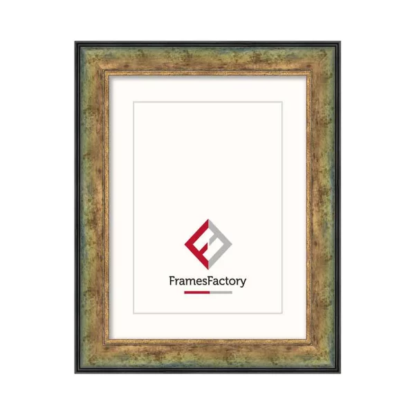 Barock-Bilderrahmen Patrizia 50x70 cm | grüngold | Kunstglas (1 mm)