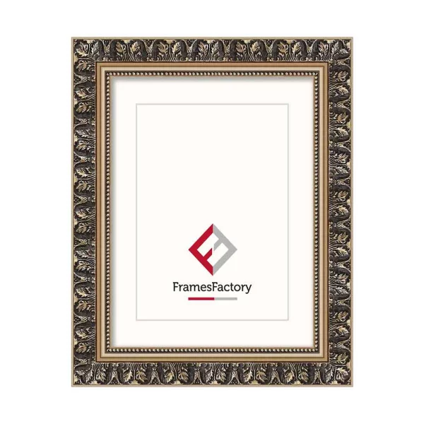 Barock Bilderrahmen Marianna 24x30 cm | schwarzgold | Kunstglas (1 mm)