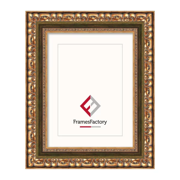 Barock Bilderrahmen Josephine 70x90 cm | grüngold | Kunstglas (1 mm)