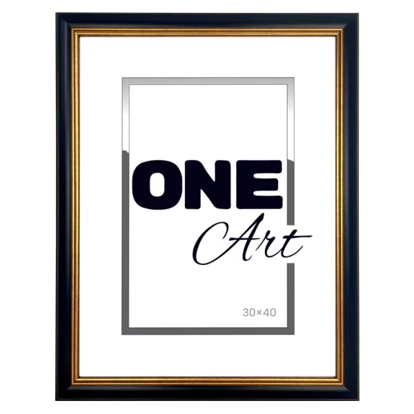 Kunststoffrahmen Krak 10x15 cm | Schwarz-Gold | Kunstglas (1 mm)