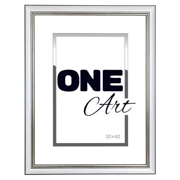 Kunststoffrahmen Krak 10x15 cm | Weiß-Silber | Kunstglas (1 mm)