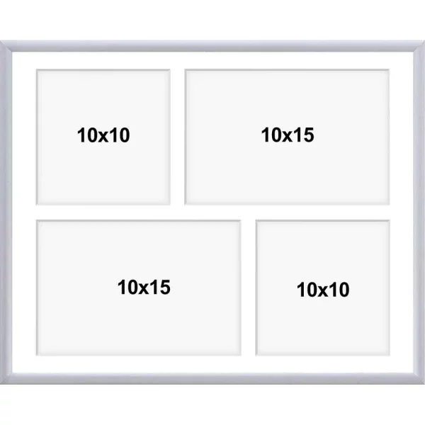 Cadre multi photos en aluminium Alicja 24x30 cm (4 Bilder) | argent | verre synthétique (1 mm)