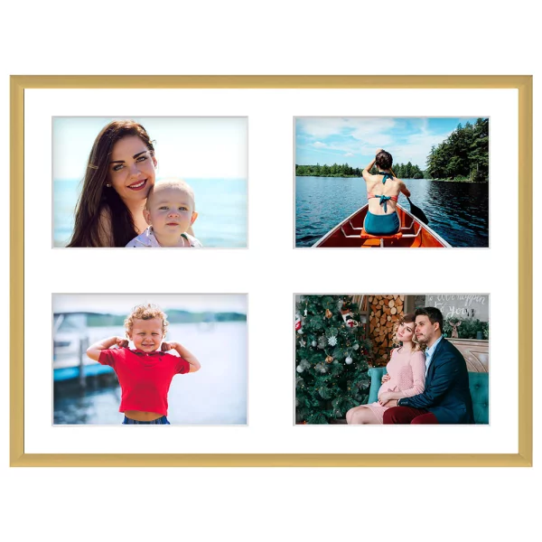 Cadre multi photos en aluminium Amelia pour 4 photos 30x40 cm (4 Bilder) | or | verre synthétique (1 mm)