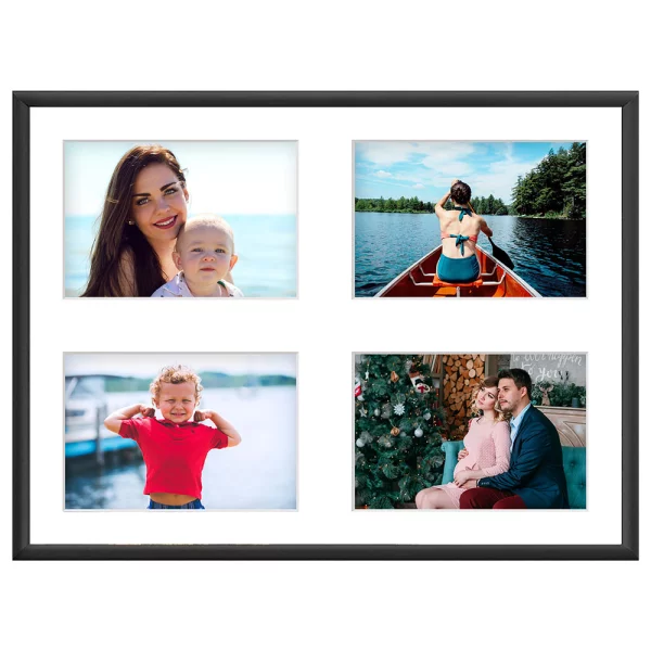 Cadre multi photos en aluminium Amelia pour 4 photos 30x40 cm (4 Bilder) | noir | verre synthétique (1 mm)