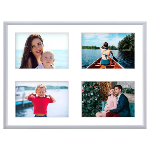 Cadre multi photos en aluminium Amelia pour 4 photos 30x40 cm (4 Bilder) | argent | verre synthétique (1 mm)