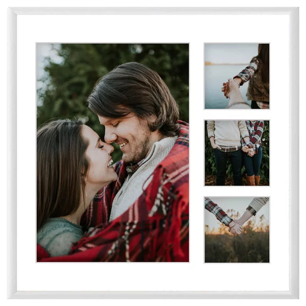 Cadre multi photos en aluminium Amelia pour 4 photos 40x40 cm (4 Bilder) | blanc | verre synthétique (1 mm)