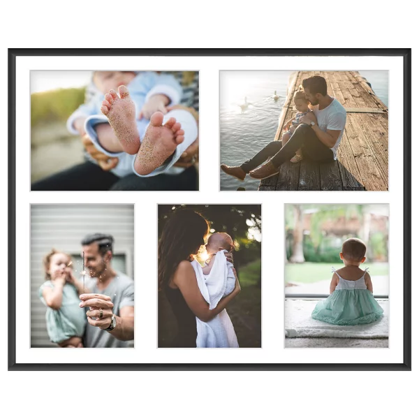 Cadre multi photos en aluminium Amelia pour 5 photos 40x50 cm (5 Bilder) | noir | verre synthétique (1 mm)