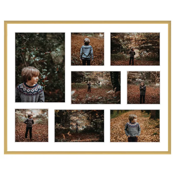 Cadre multi photos en aluminium Amelia pour 8 photos 40x50 cm (8 Bilder) | or | verre synthétique (1 mm)