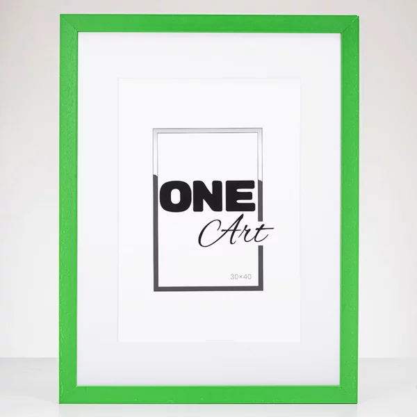 Holz-Bilderrahmen Batino mit Passepartout 29,7x42 cm (21x29,7 cm) | Grün | Kunstglas (1 mm)