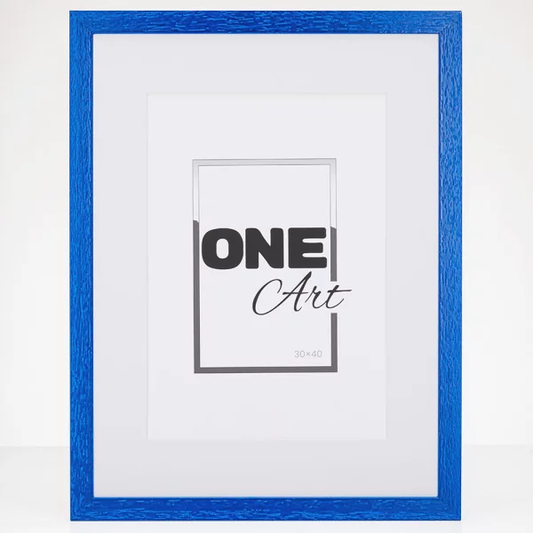 Holz-Bilderrahmen Batino mit Passepartout 29,7x42 cm (21x29,7 cm) | Marineblau | Kunstglas (1 mm)