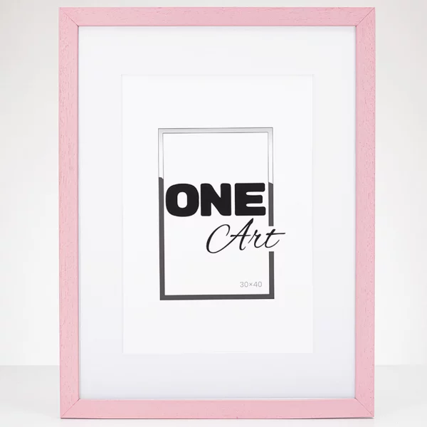 Holz-Bilderrahmen Batino mit Passepartout 29,7x42 cm (21x29,7 cm) | Pink | Kunstglas (1 mm)