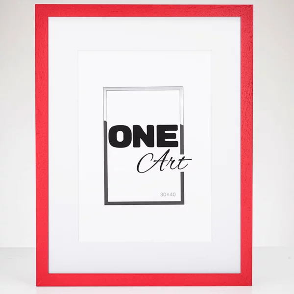 Holz-Bilderrahmen Batino mit Passepartout 29,7x42 cm (21x29,7 cm) | Rot | Kunstglas (1 mm)