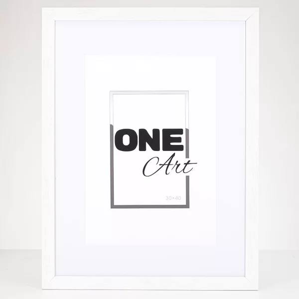Holz-Bilderrahmen Batino mit Passepartout 29,7x42 cm (21x29,7 cm) | Weiß | Kunstglas (1 mm)