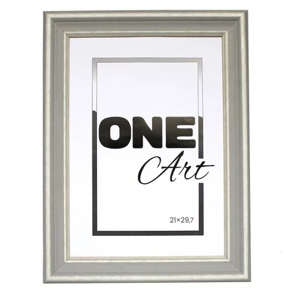 Cadre en bois Loki 21x29,7 cm (A4) | gris-or | verre synthétique (1 mm)