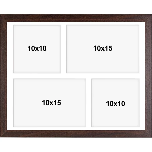 Cadre multi photos en bois (MDF) Hekla 24x30 cm (4 Bilder) | wengé | verre synthétique (1 mm)
